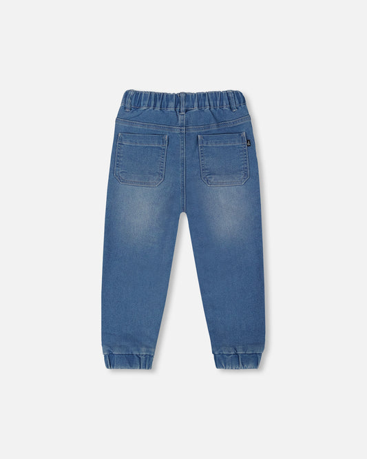 Pantalon à coupe jogger en denim extensible bleu G30YB22