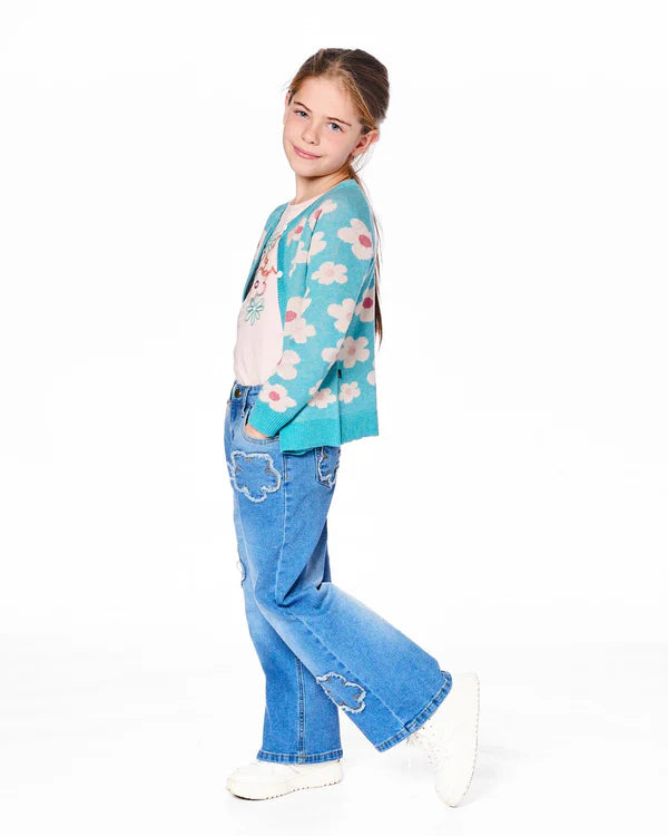Veste en tricot avec fleurs H20GT31