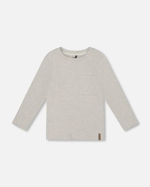 T-shirt à poche beige chiné H20YB70