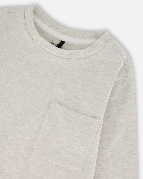 T-shirt à poche beige chiné H20YB70