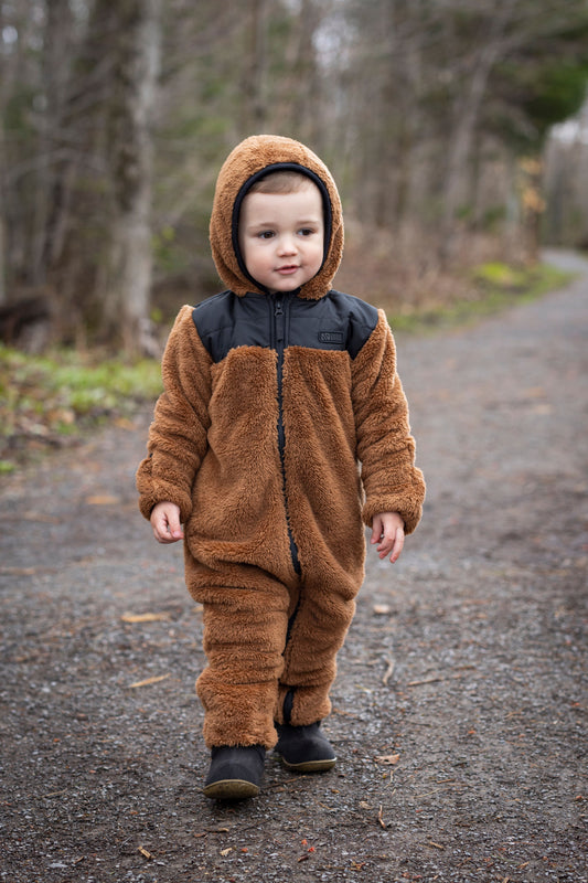 Boutique Petites Fleurs - Combinaison sherpa Taupe pour bébé F23VS101  - nano collection