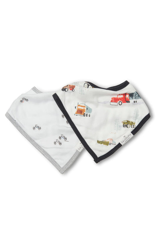 Boutique Petites Fleurs / Bavoirs Bandana Mousseline Paquet de 2 - Happy Trucks