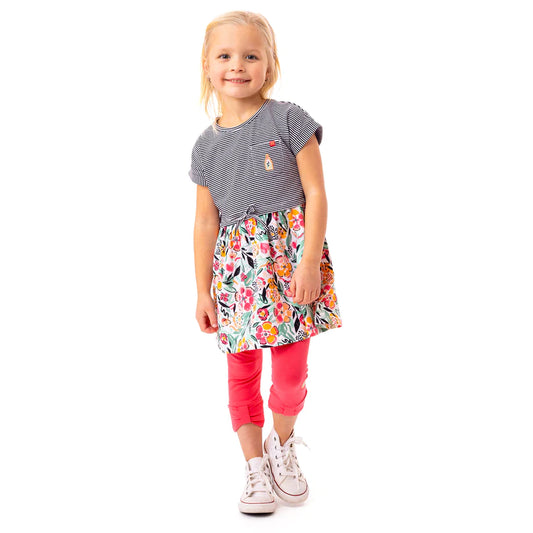 Boutique Petites Fleurs/ Legging 3/4 rose fraisinette Pique-nique au soleil S2404-127/ Nano collection