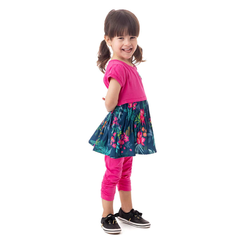 Boutique Petites Fleurs/ Legging 3/4 pour bébé fushia Mon éléphant d'Asie S2452-02/ Nano collection