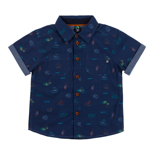 Boutique Petites Fleurs/Chemise marine pour bébé Un été à la piscine S2453-01/ Nano collection