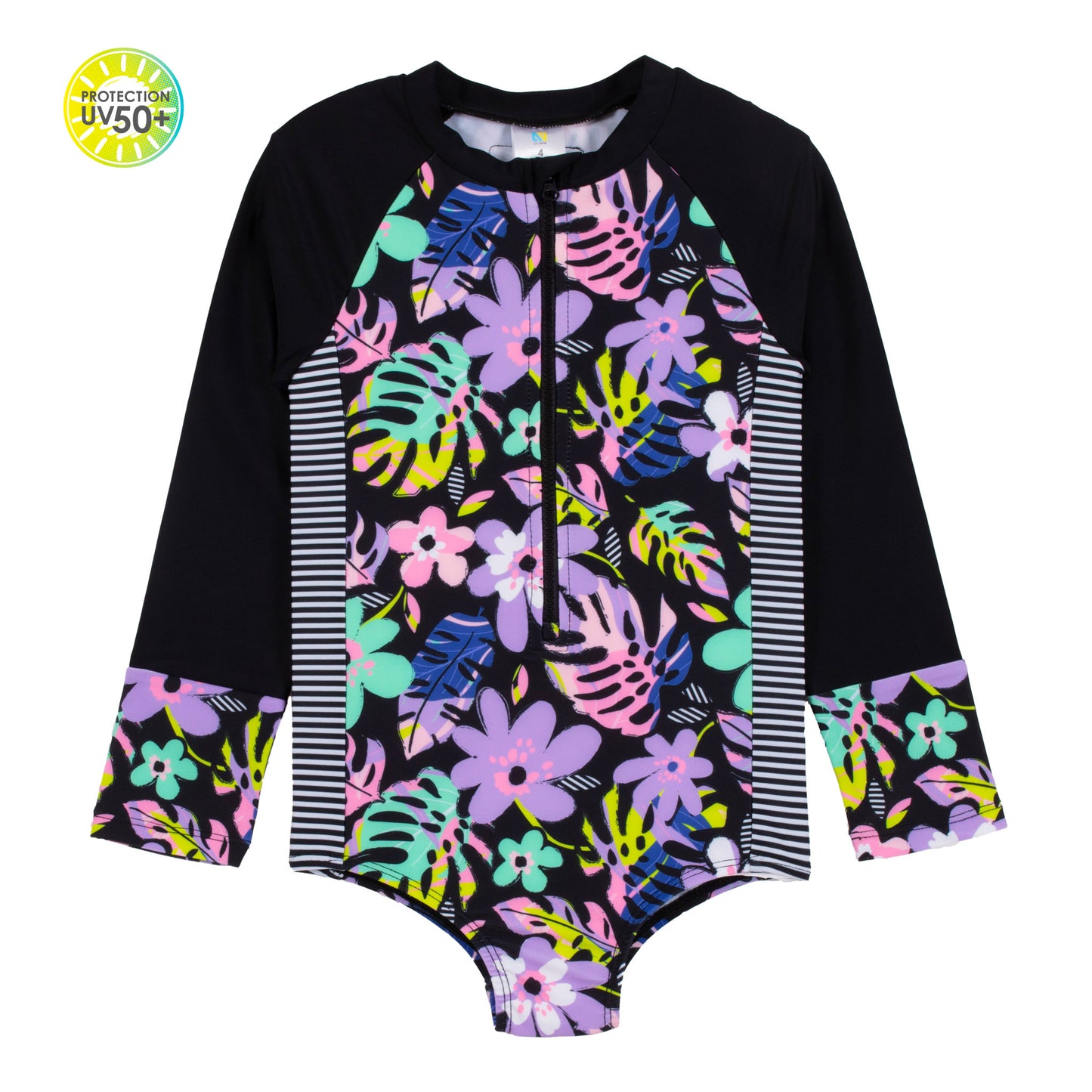 Boutique Petites Fleurs/ Maillot uv une pièce noir motif fleuris S24S02-05/ Nano collection