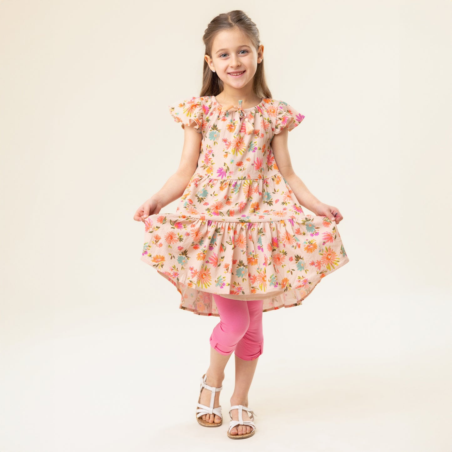 Robe beige Petit Pouce vert S2506-12