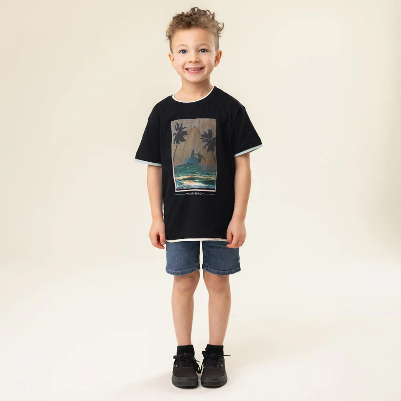 T-shirt noir En mode vacances S2507-04