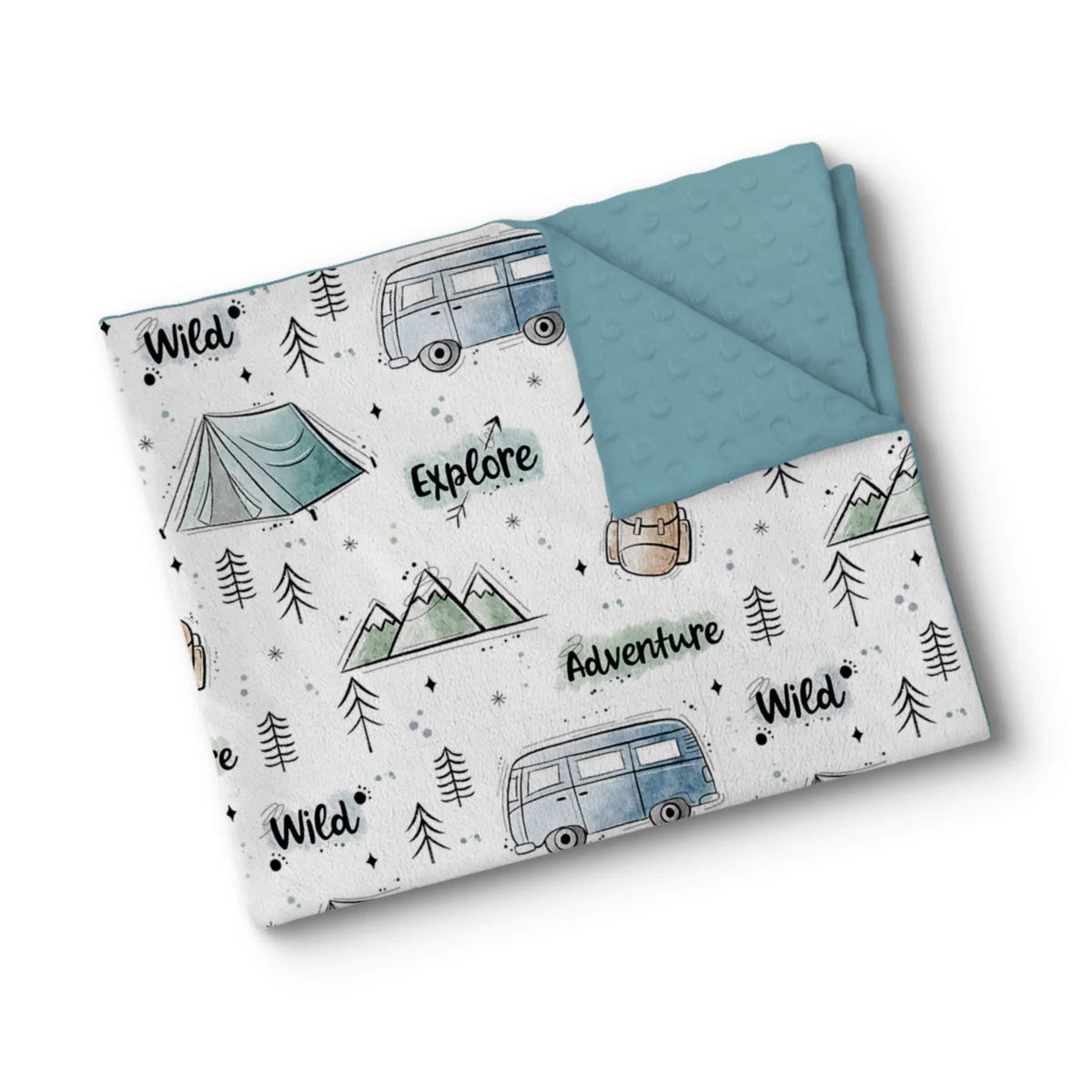 Boutique Petites Fleurs - Couverture Minky Camping sauvage Oops