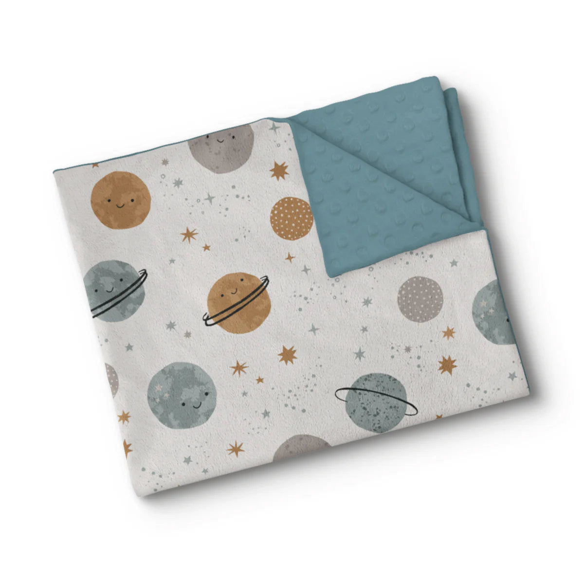 Boutique Petites Fleurs - Couverture Minky Planètes sourires Oops