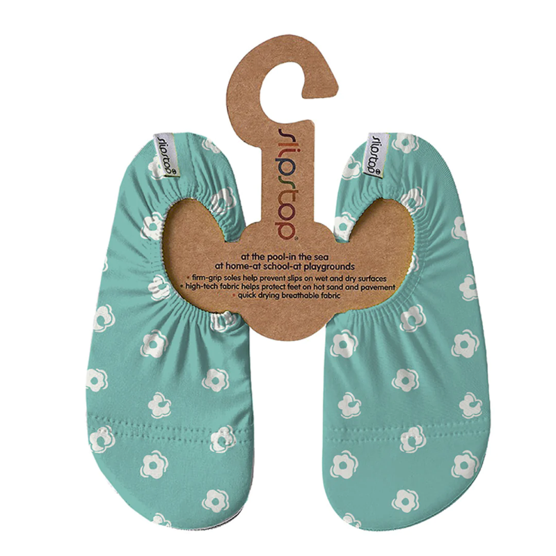Boutique Petites Fleurs - Slipstop - Chaussons Antidérapants, Menthe Fleurs