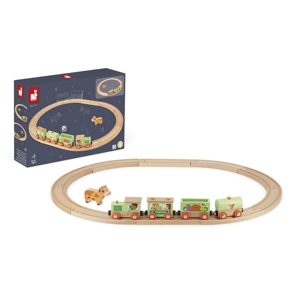 Boutique Petites Fleurs- Train de ferme avec circuit Janod