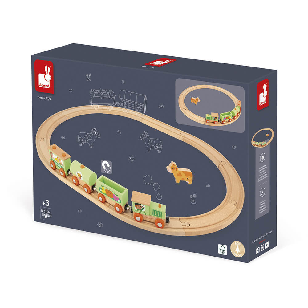Boutique Petites Fleurs- Train de ferme avec circuit Janod