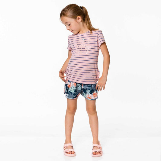 T-Shirt en coton biologique à rayures roses D30I71