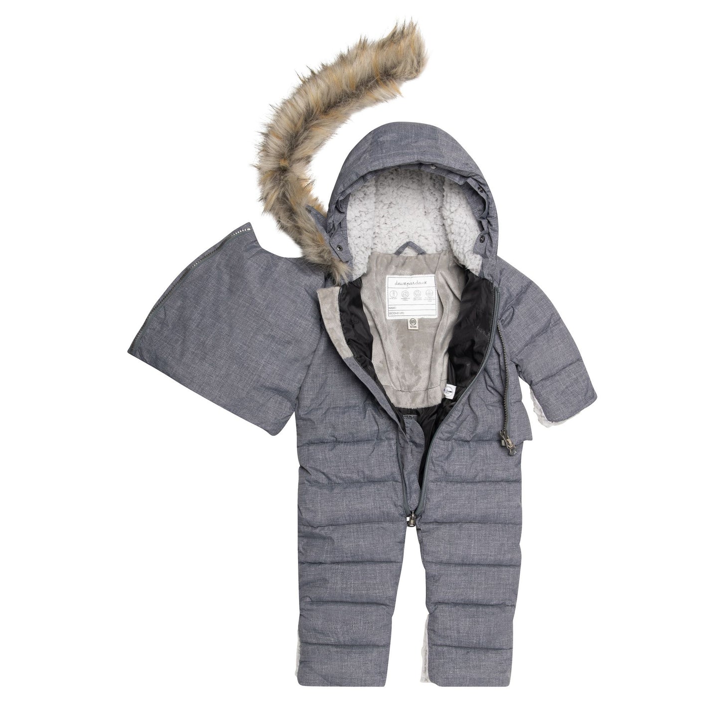 Habit de neige pour bébés une pièce gris E10B701