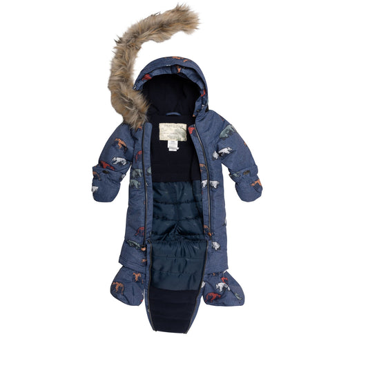 Habit de neige une pièce bleu marin pour bébés imprimé d'ours E10L705 - ventre finale