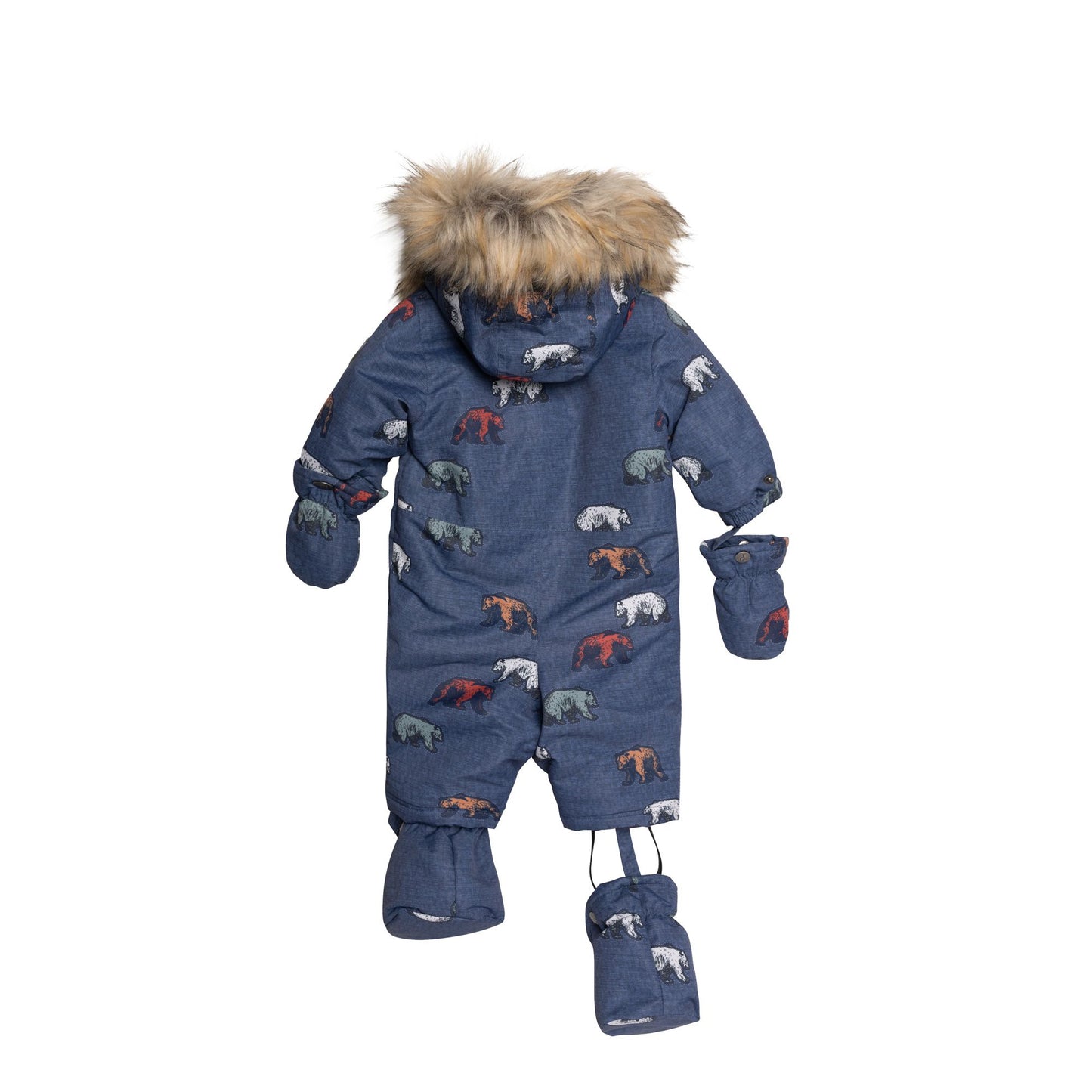 Habit de neige une pièce bleu marin pour bébés imprimé d'ours E10L705 - ventre finale