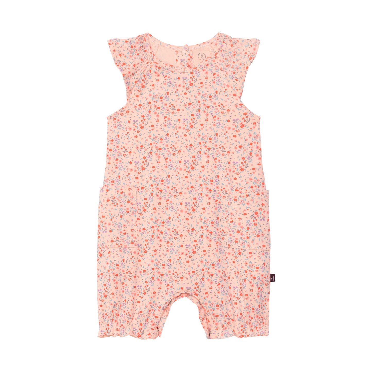Boutique Petites Fleurs - Barboteuse rose avec imprimé de petites fleurs en coton biologique E30A40 - Deux par Deux
