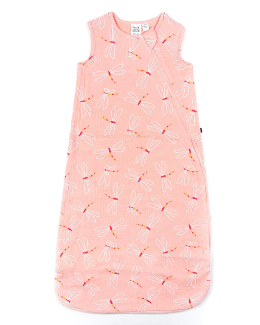 Dormeuse en mousseline rose avec imprimé de libellules 0-6 mois E30ASB