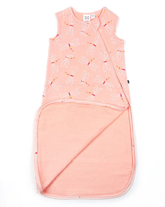 Dormeuse en mousseline rose avec imprimé de libellules 0-6 mois E30ASB