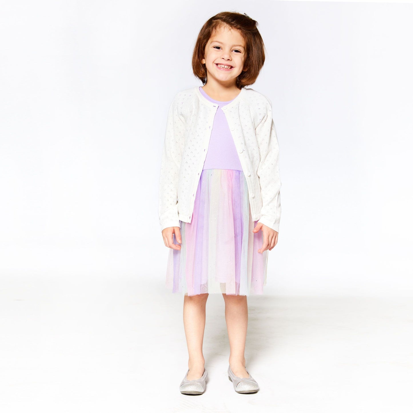 Boutique Petites Fleurs - Veste en tricot blanche E30ET31 - Deux par Deux