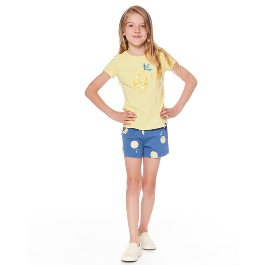 Short en molleton français marine avec imprimé de citrons E30I25