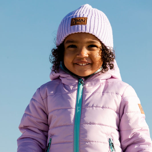 Boutique Petites Fleurs - tuque en maille Lilas Deux par Deux E30WT24