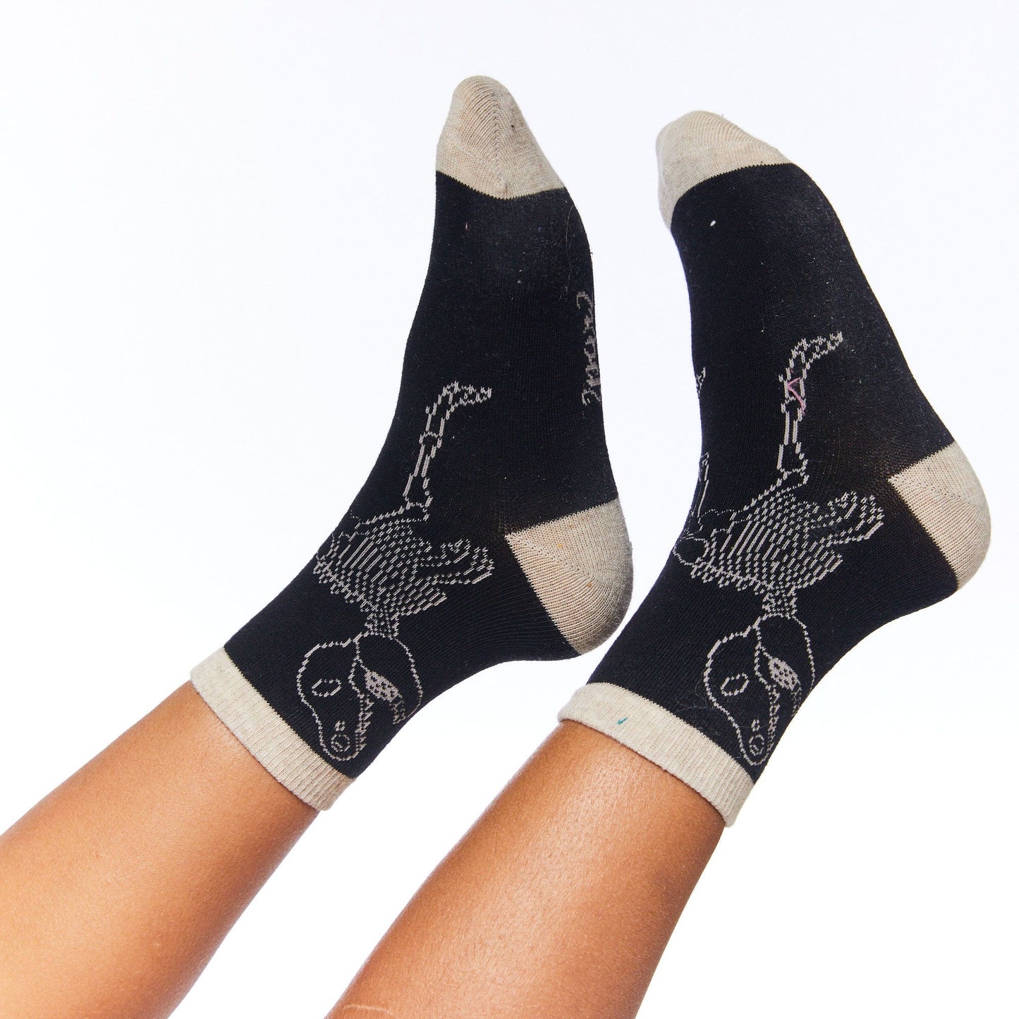 Chaussettes noires avec imprimé de T-Rex E30YBS