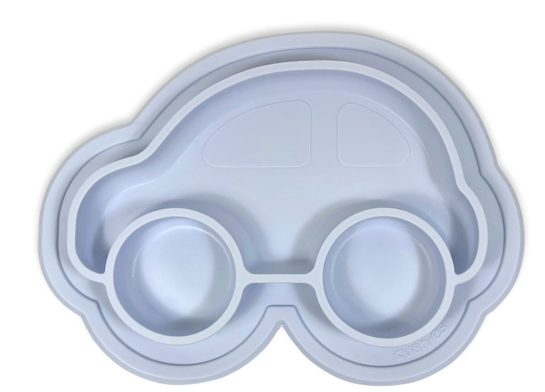 Assiette Antidérapante Siliplate voiture bleu