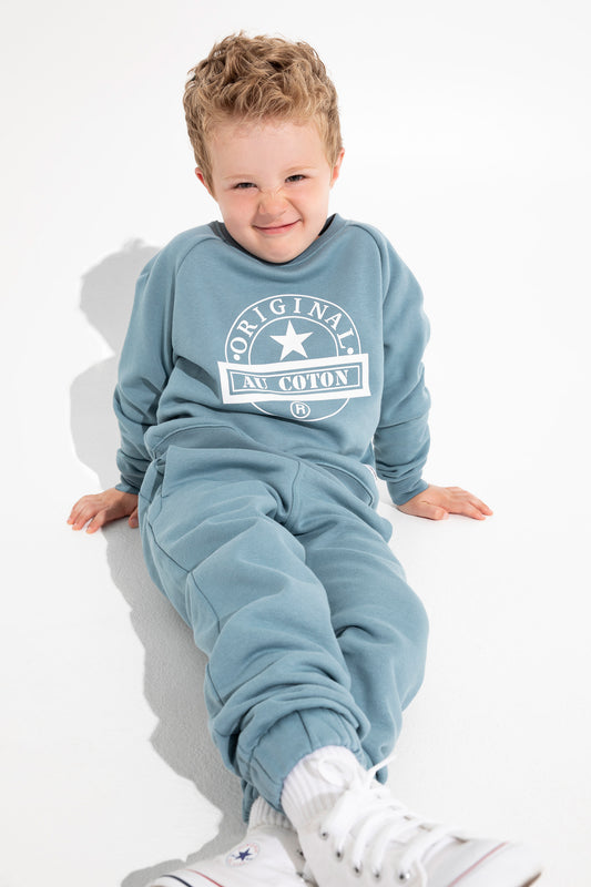 Pantalon unisexe en coton ouaté Bleu