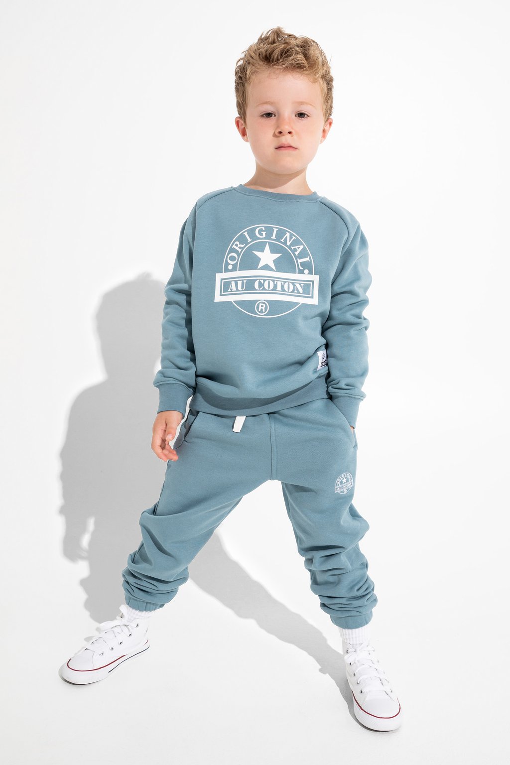 Pantalon unisexe en coton ouaté Bleu