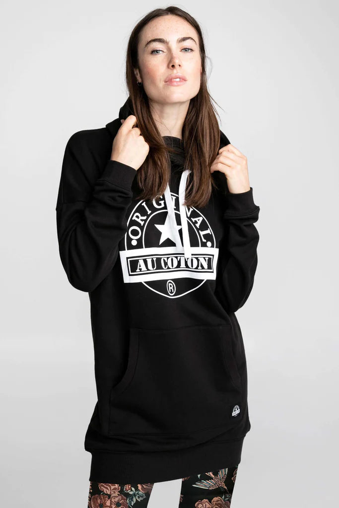 Hoodie long col croisé Original au coton Ado/adulte Noir
