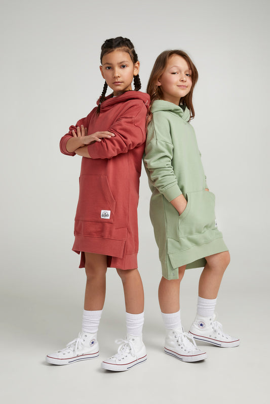 Hoodie long col croisé Vert Laurier