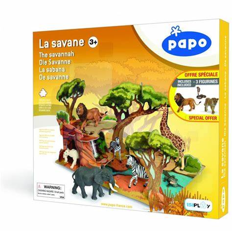 Ensemble Papo mini Savane et 6 figurines