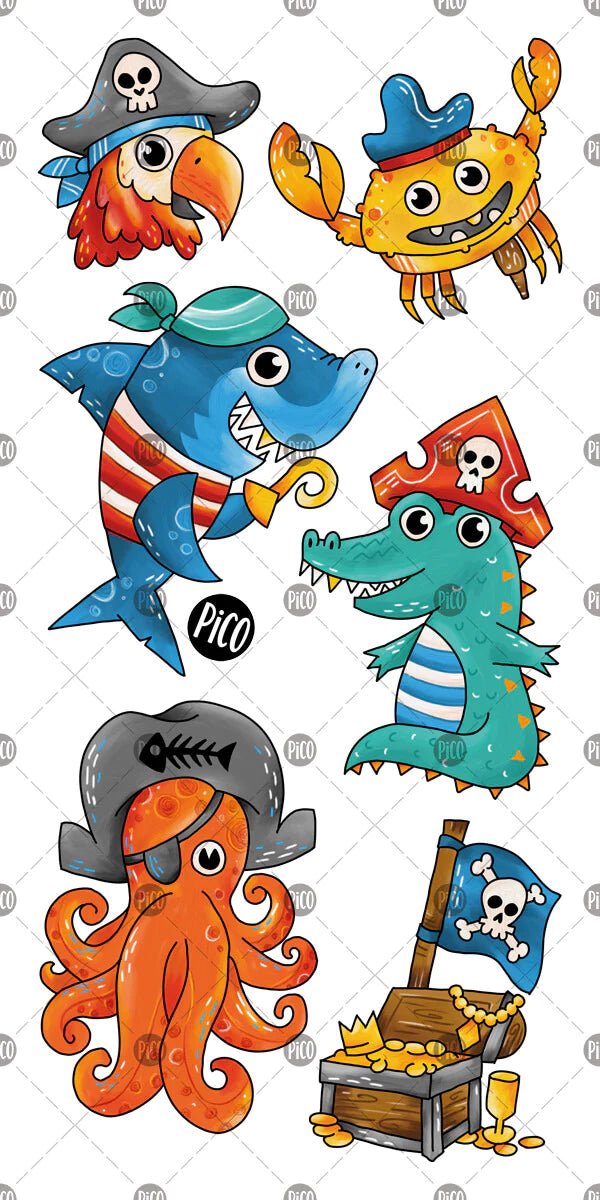 Boutique Petites Fleurs - Tatouage temporaire Alfred le pirate / pico-338