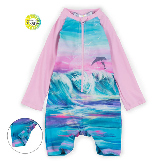 Maillot uv pour bébé à manche longue Vagues S23S316-1