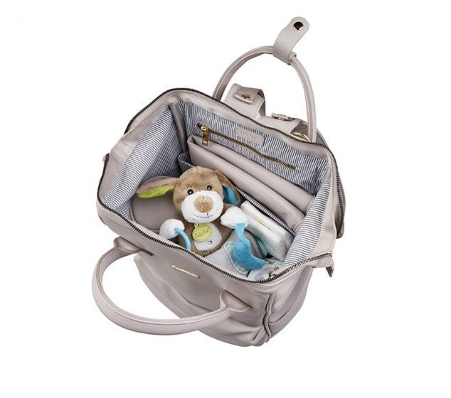 Boutique Petites Fleurs - Sac à couche Gris Rosé Bababing