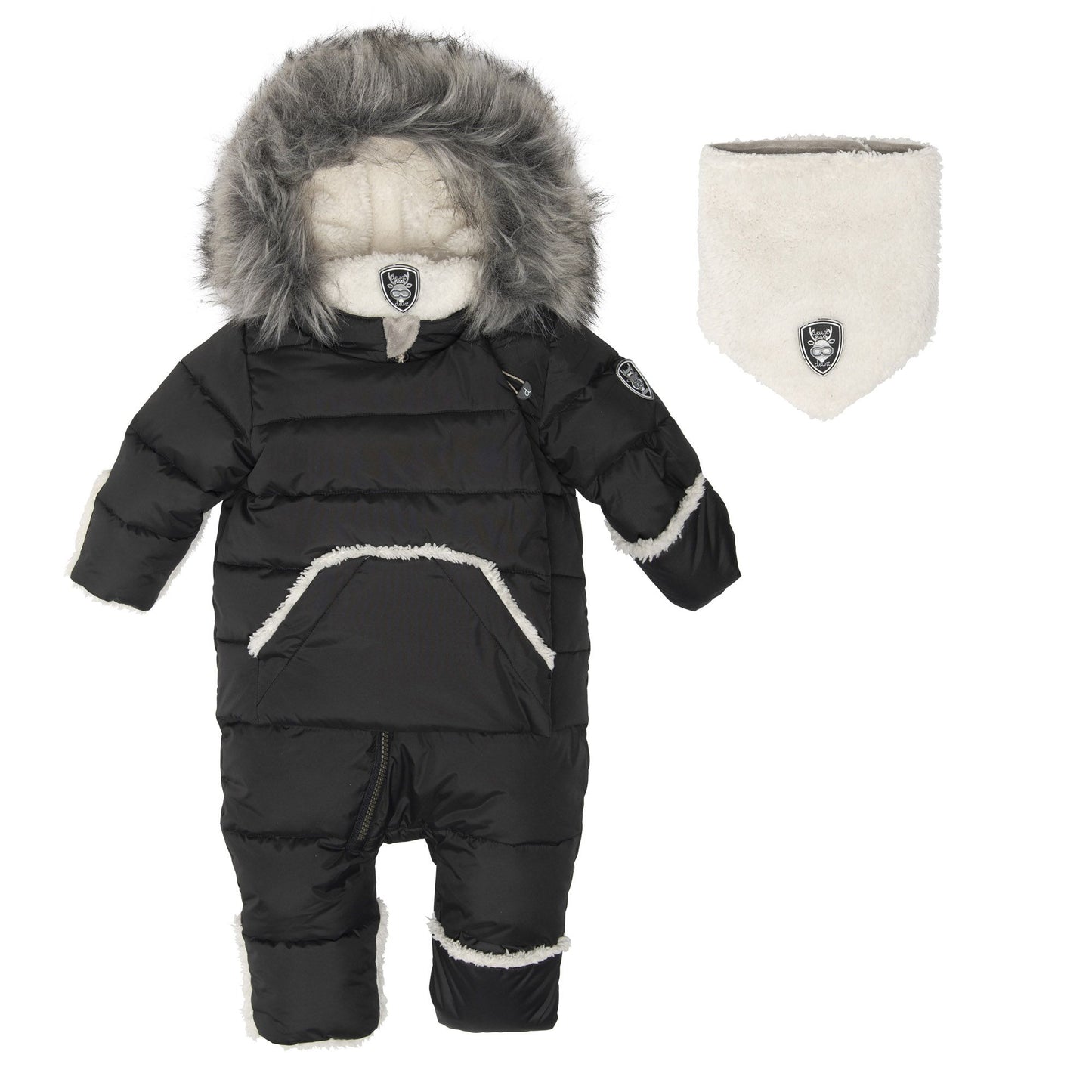 Habit de Neige Une Pièce Noir et Sherpa Pour Bébé D10A601