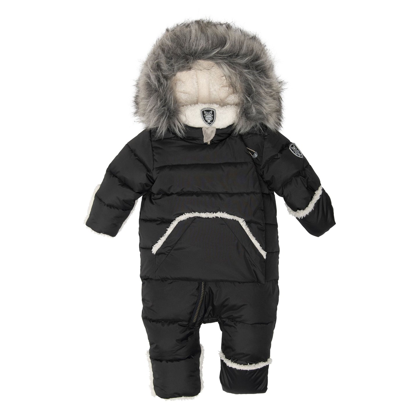 Habit de Neige Une Pièce Noir et Sherpa Pour Bébé D10A601