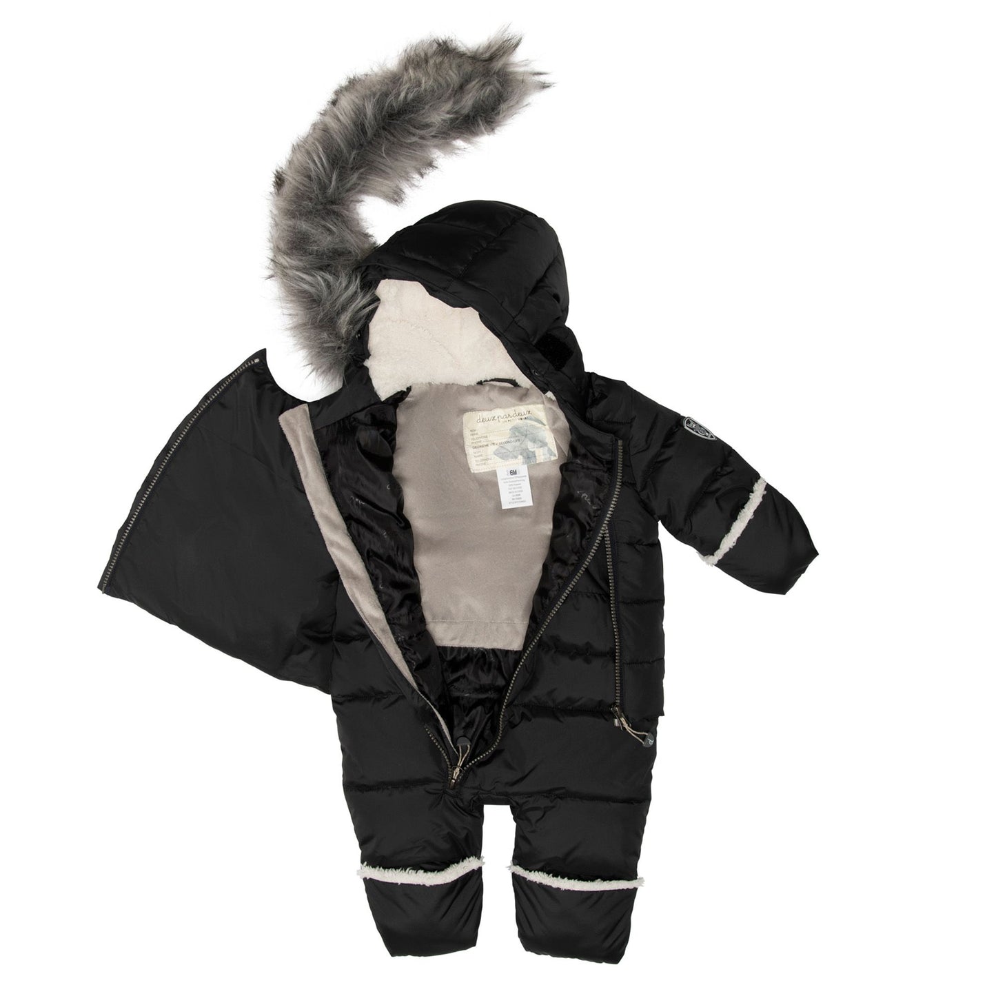 Habit de Neige Une Pièce Noir et Sherpa Pour Bébé D10A601