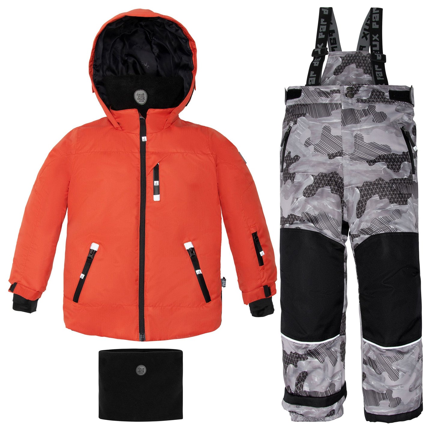 Habit de Neige Technique Deux Pièces Imprimé Camo Rouge et Gris D10R809
