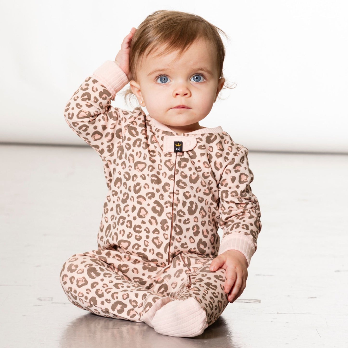 Pyjama Coton Biologique Rose Imprimé Léopard (avec pieds) D20AA40 031