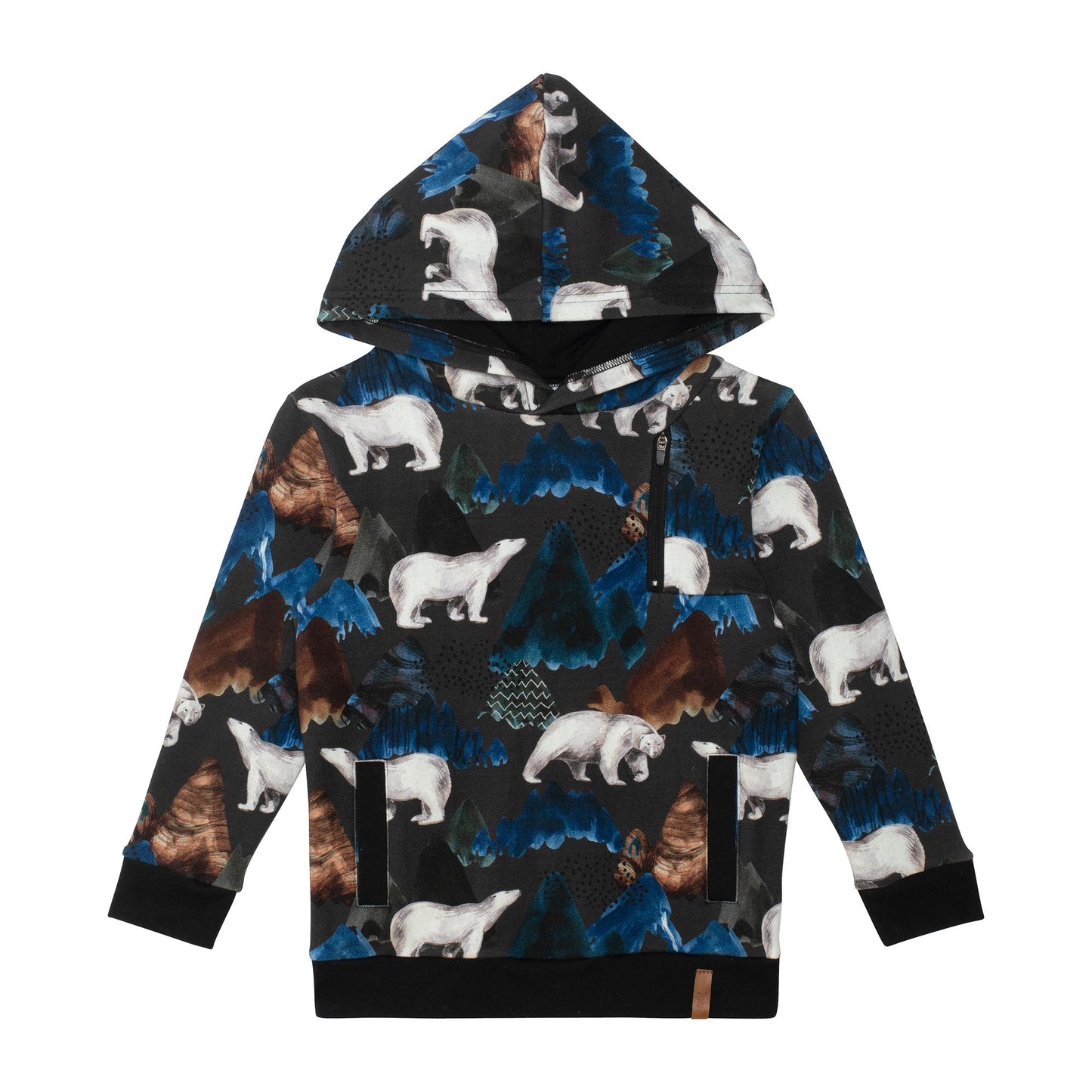 Sweat à capuche en molleton imprimé ours Polaire D20U37