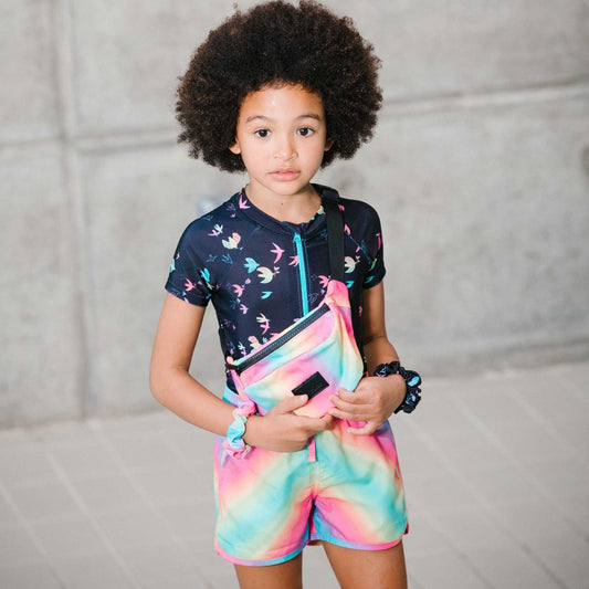 Boutique Petites Fleurs - Short maillot à rayure arc-en-ciel D30NG25- Deux par Deux