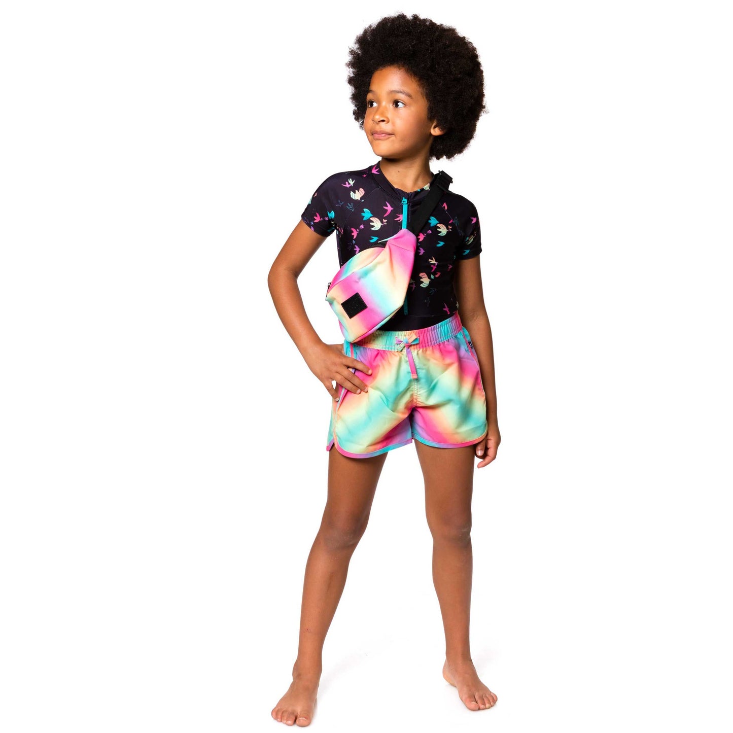 Boutique Petites Fleurs - Short maillot à rayure arc-en-ciel D30NG25- Deux par Deux