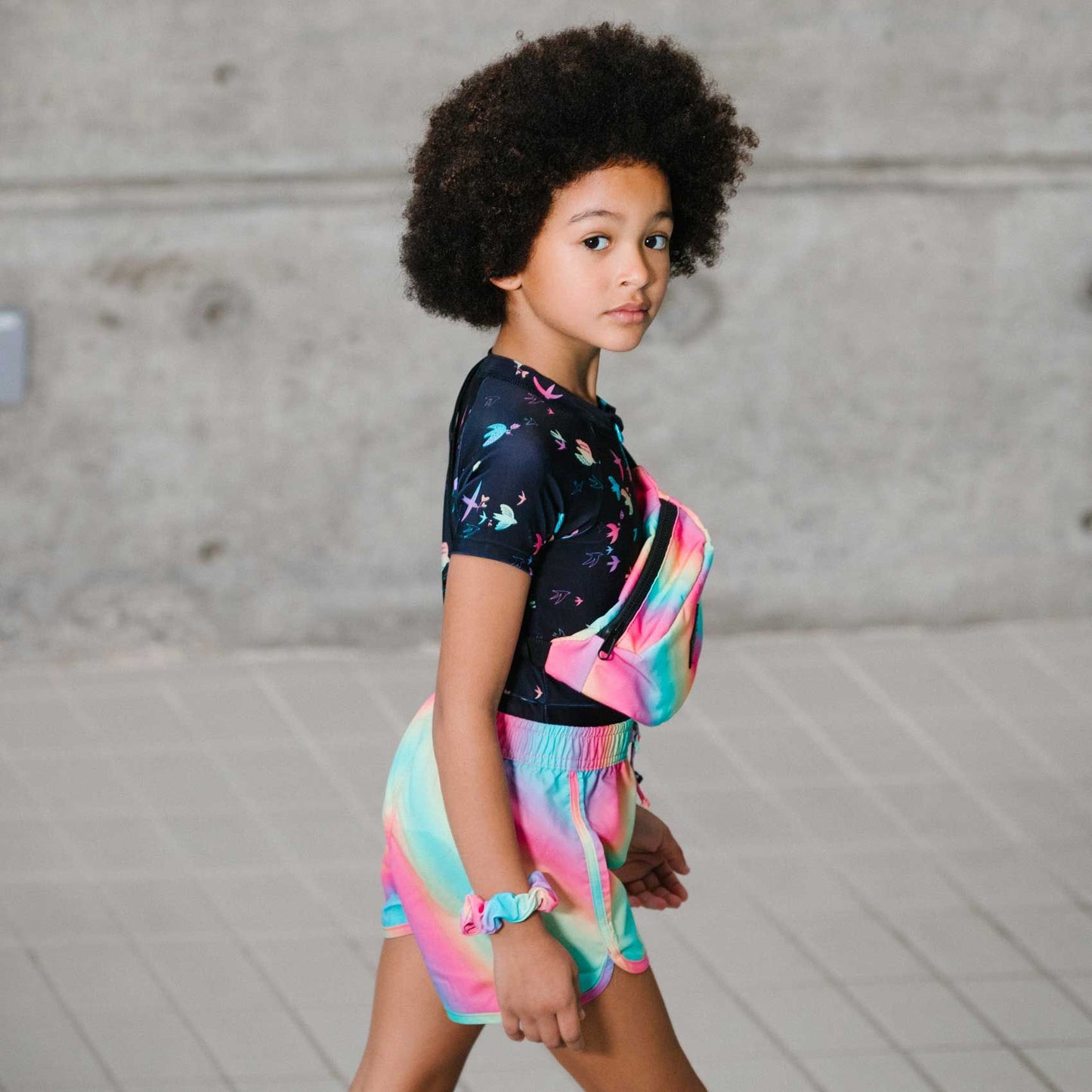 Boutique Petites Fleurs - Short maillot à rayure arc-en-ciel D30NG25- Deux par Deux