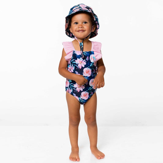 Boutique Petites Fleurs - Maillot de bain 1 pièce imprimé floral bleu marin D30NG60