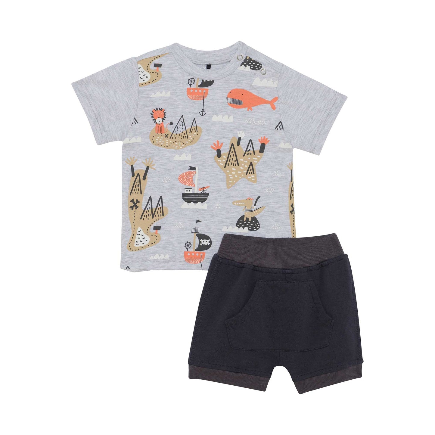 Boutique Petites Fleurs - Ensemble t-shirt imprimé pirate et short en french terry D30R12