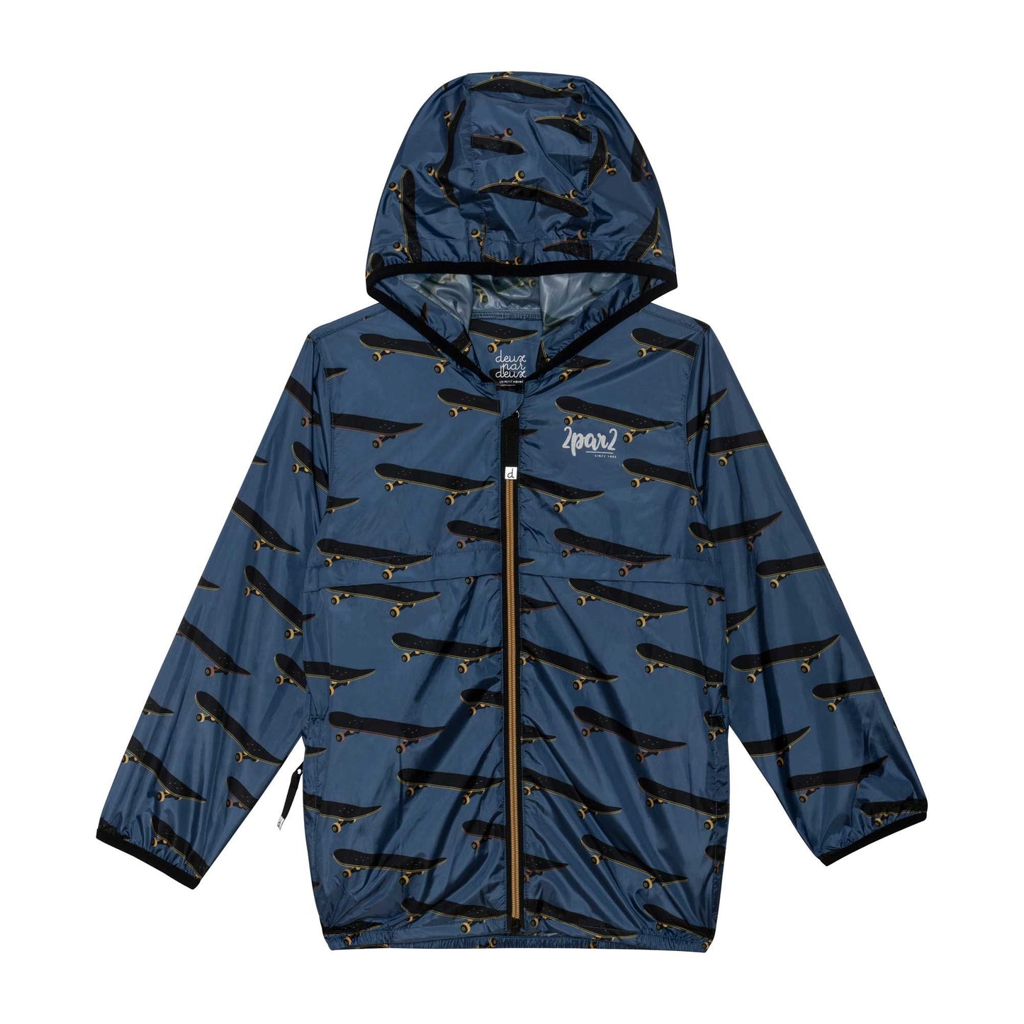 Coupe-vent imperméable bleu imprimé skateboard transportable D30W48