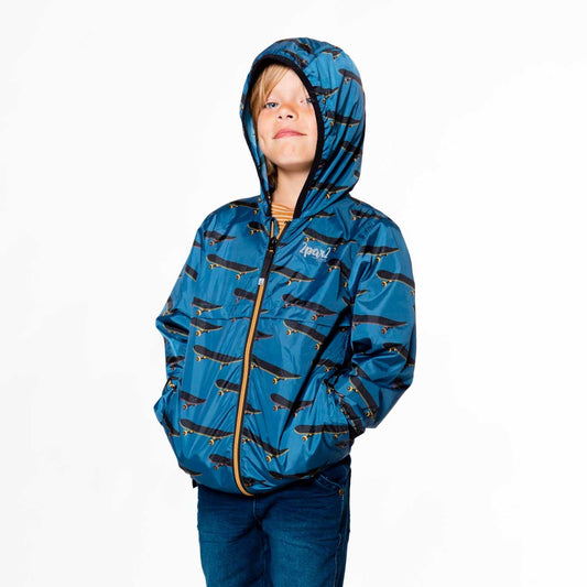 Coupe-vent imperméable bleu imprimé skateboard transportable D30W48